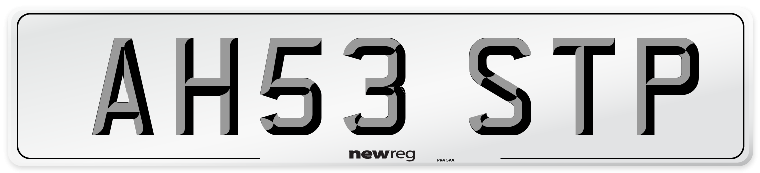 AH53 STP Number Plate from New Reg